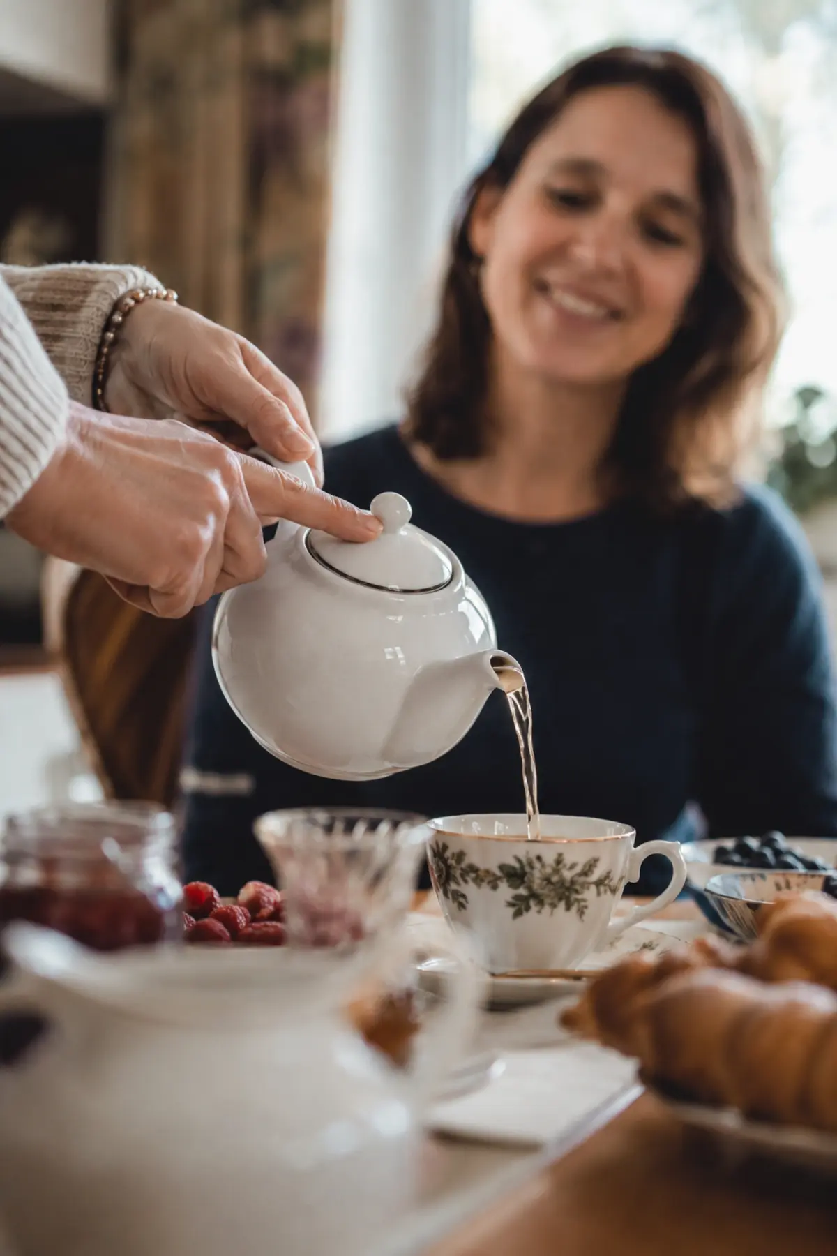 Tea poured for a guest at an Irish B&B